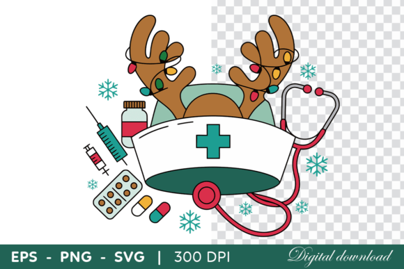 Christmas Nurse Reindeer with Medical