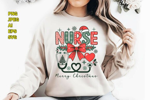 Christmas Nurse T-Shirt Design PNG