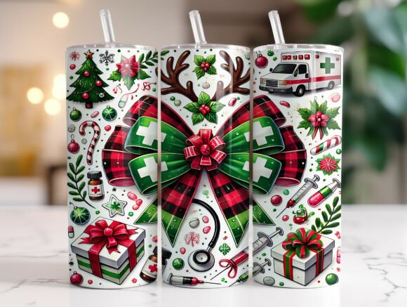 Christmas Nurse Tumbler Wrap Sublimation