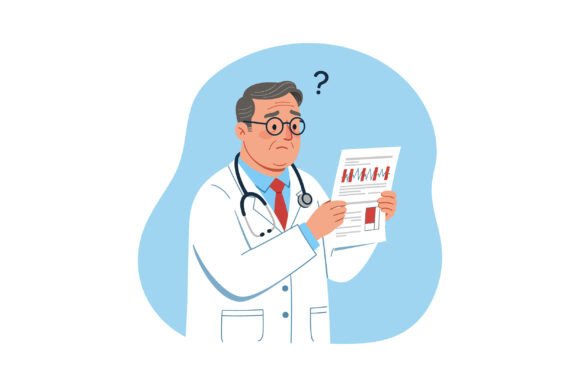 Confused Male Doctor Analyzing Medical R