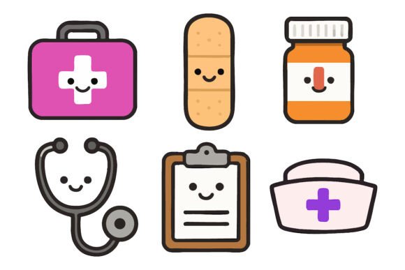 Cute Medical Healthcare Icons Including