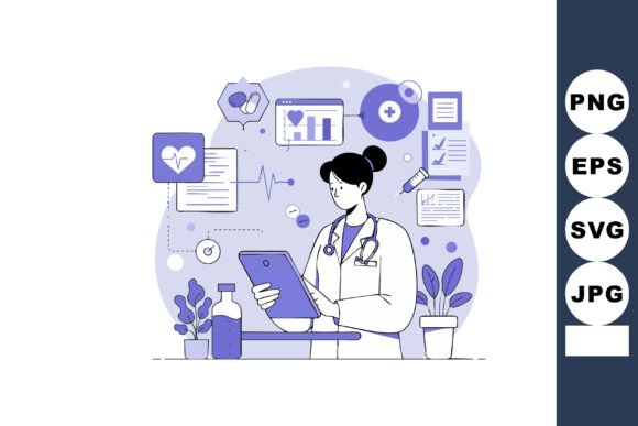 Female Doctor Analyzing Medical Data