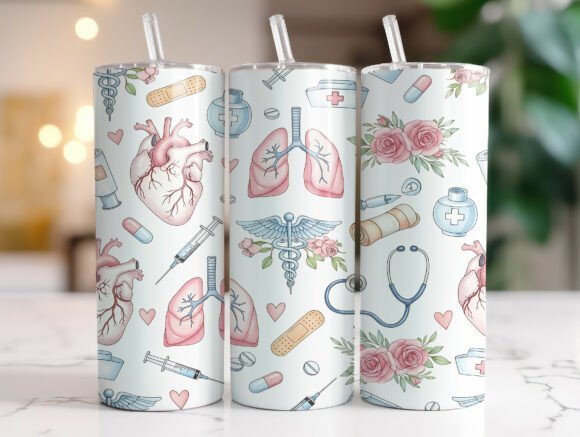 Floral Medical Anatomy Tumbler Wrap