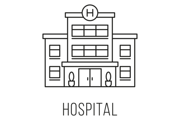 Hospital Front Icon: Medical Building Fa