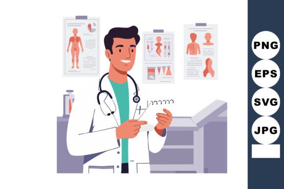 Male Doctor in Medical Office with Steth