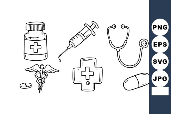 Medical and Healthcare Icons of Syringe