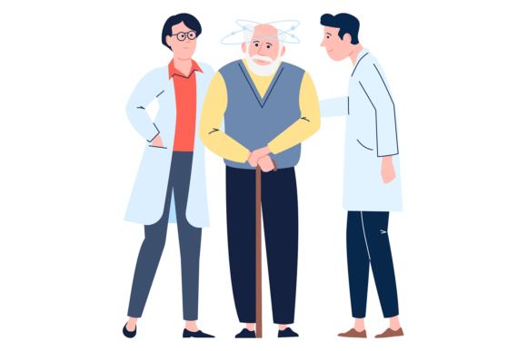 Medical Help for Old People. Confused El