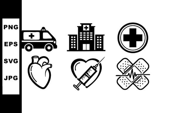 Medical Icons Set Including Ambulance Ho