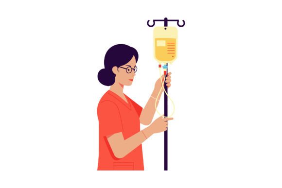 Nurse Adjusting Intravenous Drip Stand I