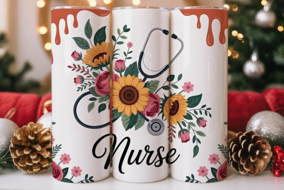 Nurse Floral Stethoscope 20oz Tumbler