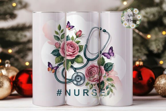 Nurse Stethoscope Floral Tumbler
