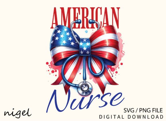 Retro Coquette USA Nurse PNG, 4th of July