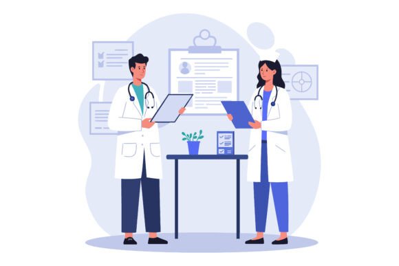 Two Medical Professionals Discussing Pat